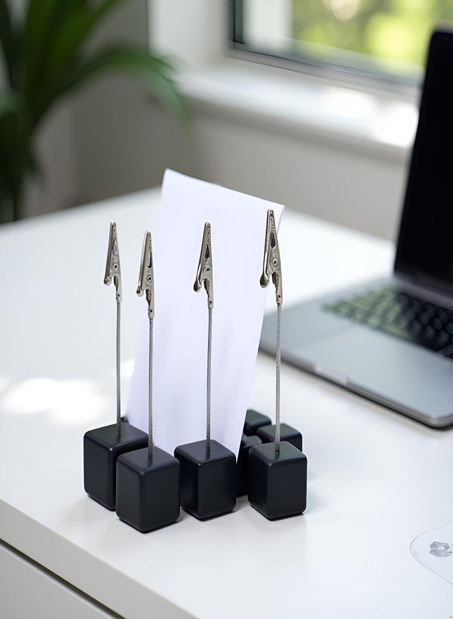 Tnyvm 4Pcs Black Memo Clip Holders Stand with Alligator Clasp Pictures Card Paper Note Clip Office Memo Holders for Office Home Use, Office Memo Holders - Image 2