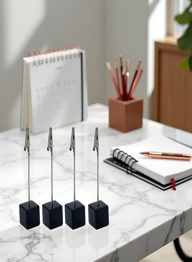 Tnyvm 4Pcs Black Memo Clip Holders Stand with Alligator Clasp Pictures Card Paper Note Clip Office Memo Holders for Office Home Use, Office Memo Holders - Image 4