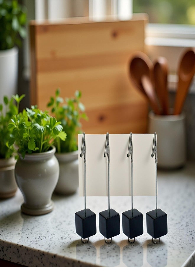 Tnyvm 4Pcs Black Memo Clip Holders Stand with Alligator Clasp Pictures Card Paper Note Clip Office Memo Holders for Office Home Use, Office Memo Holders - Image 5