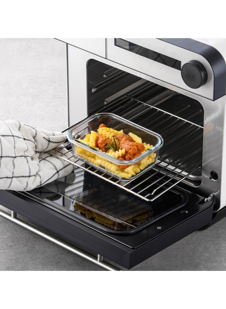 LocknLock حاوية تخزين طعام زجاجية مستطيلة شفافة 630 مل باللون النعناعي - متينة، محكمة الإغلاق، مقاومة للحرارة - Image 2