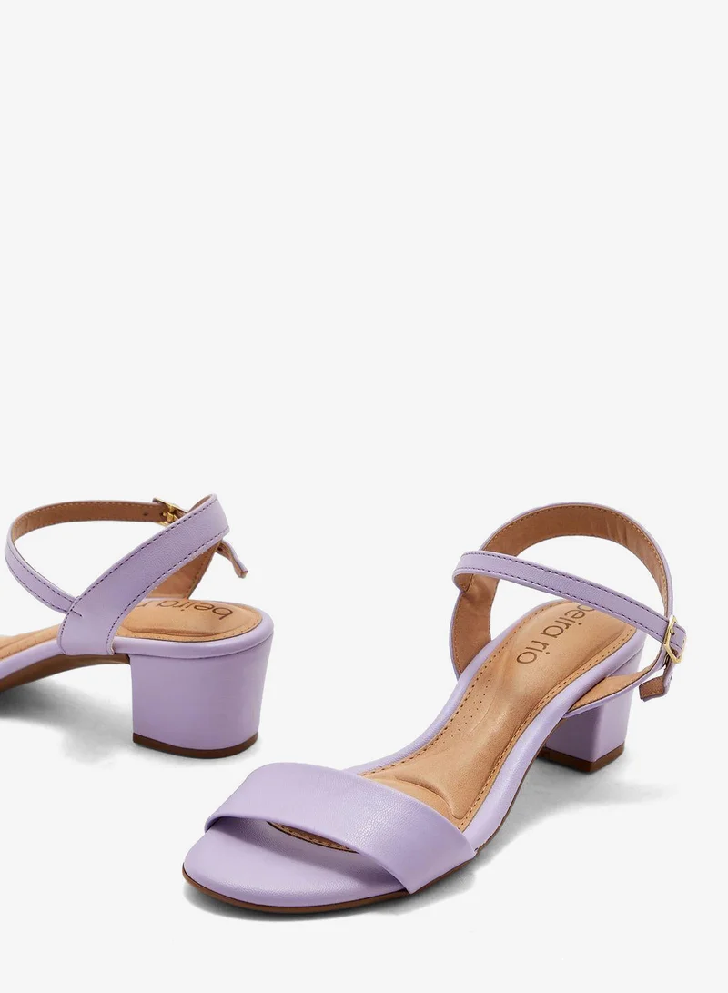 Beira Rio Lilac Mid Heels Sandals for Women – Sling Back Heel Sandals for Girls with Ankle Strap for Women | Best Price UAE