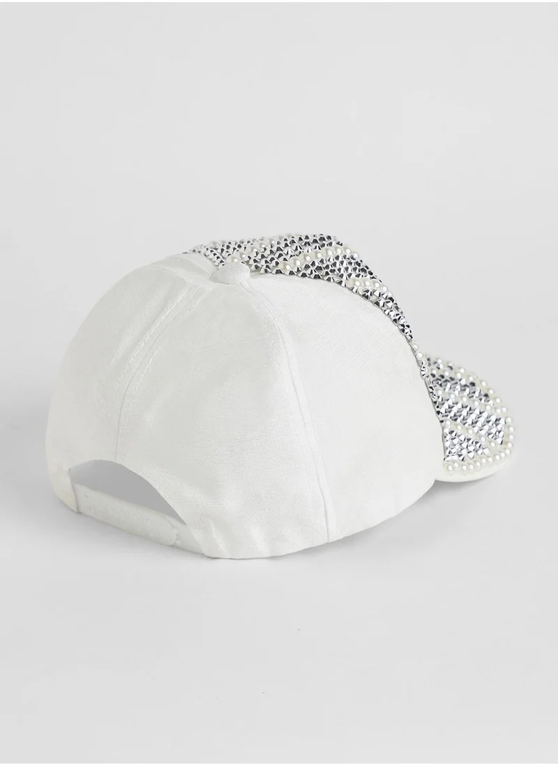 Haute Sauce Striped Studded Baseball Cap