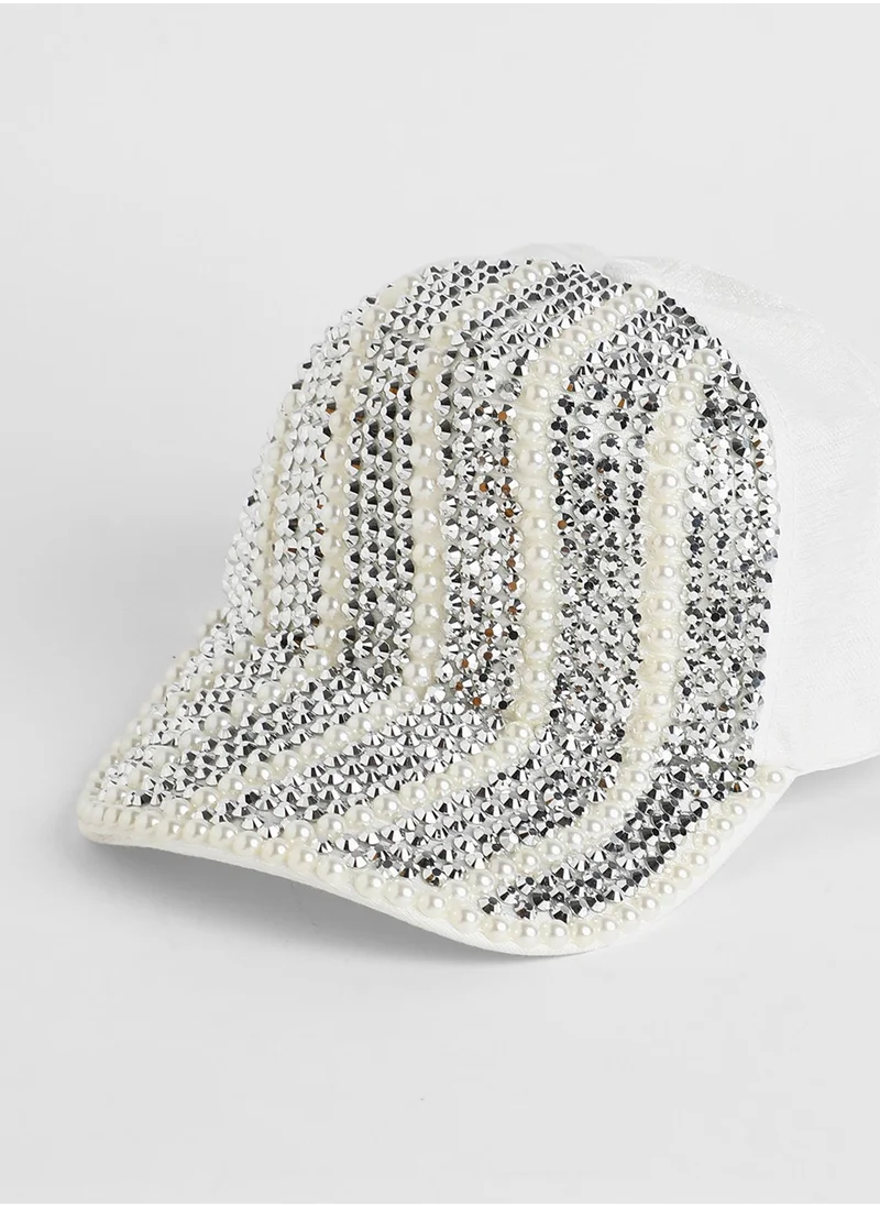 Haute Sauce Striped Studded Baseball Cap