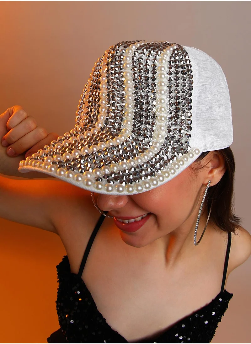 Haute Sauce Striped Studded Baseball Cap