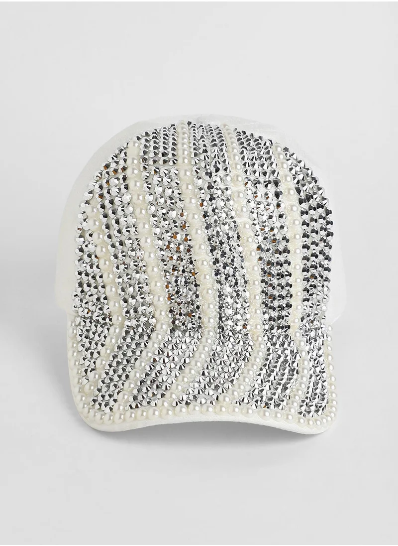 Haute Sauce Striped Studded Baseball Cap