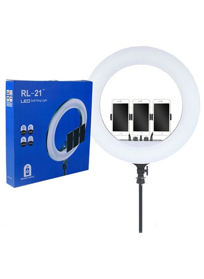Generic - 21 Inch Ring Light Tripod Mount with 3 Phone Bracket, LED Soft Ring Light with Remote Control - Image 1
