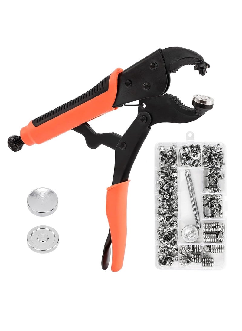 Heavy Duty Snap Fastener Tool Setter Kit with 50 Sets Adjustable Installation Snaps for Boat Cover on Replacing Metal Canvas Sewing Tarps - Image 1