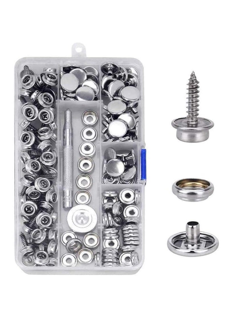 Heavy Duty Snap Fastener Tool Setter Kit with 50 Sets Adjustable Installation Snaps for Boat Cover on Replacing Metal Canvas Sewing Tarps - Image 2