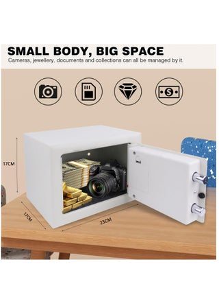 Security Lock Safe Box, Portable Home Security Box with Digital Keypad and Emergency Keys, Mini Lock Box for Valuables, Jewelry, Money and Documents, White - view 3