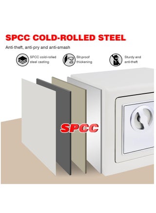 Security Lock Safe Box, Portable Home Security Box with Digital Keypad and Emergency Keys, Mini Lock Box for Valuables, Jewelry, Money and Documents, White - view 4