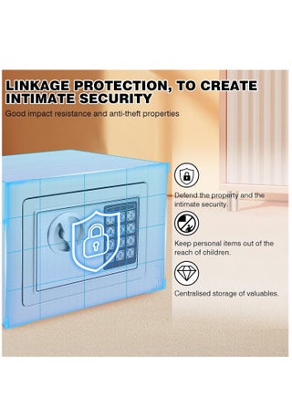Security Lock Safe Box, Portable Home Security Box with Digital Keypad and Emergency Keys, Mini Lock Box for Valuables, Jewelry, Money and Documents, White - view 2