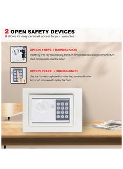 Arabest Security Lock Safe Box, Portable Home Security Box with Digital Keypad and Emergency Keys, Mini Lock Box for Valuables, Jewelry, Money and Documents, White  - Image 5