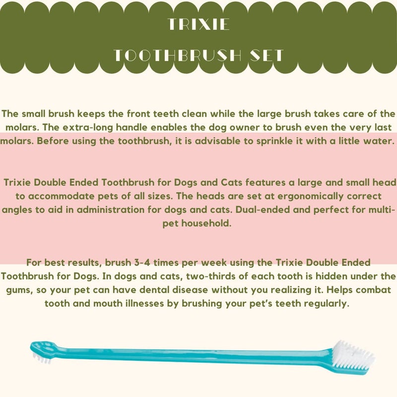 Trixie : -Toothbrush Set | Dual-ended Brush for Dogs and Cats | Made with Soft Bristles to Gently Clean Teeth and Prevent Gum Disease | Helps in Providing Complete Dental Care – Pack of 4 (23cm) - Image 5