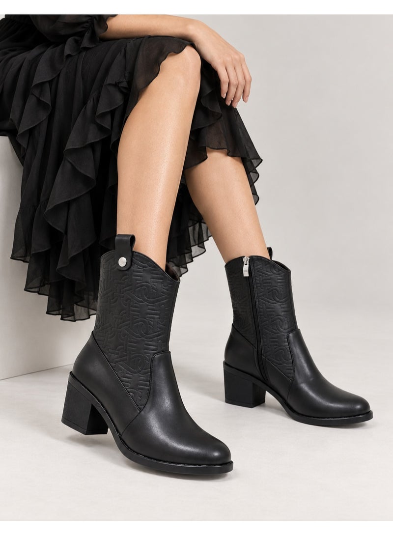 LIFESTYLISH Long Boot Heels Leather Stylish LB-36 - Black - Image 2