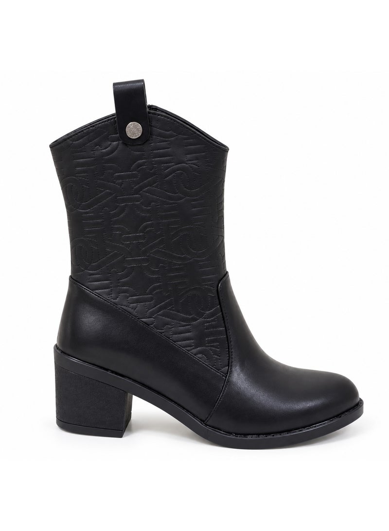 LIFESTYLISH Long Boot Heels Leather Stylish LB-36 - Black - Image 3