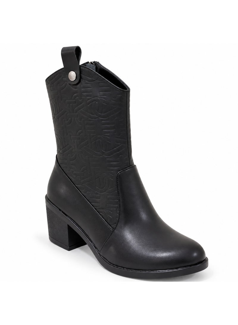 LIFESTYLISH Long Boot Heels Leather Stylish LB-36 - Black - Image 4
