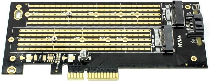 Tobo Dual M.2 PCIE Adapter,M.2 NVME(M-Key) or SATA (B-Key) SSD to PCI Express Adapter with PCI Slot Cover,Support PCIE 4.0 X4/X8/X16 Slot,Support M.2 NVME or SATA SSD TD-1129PC - Image 2