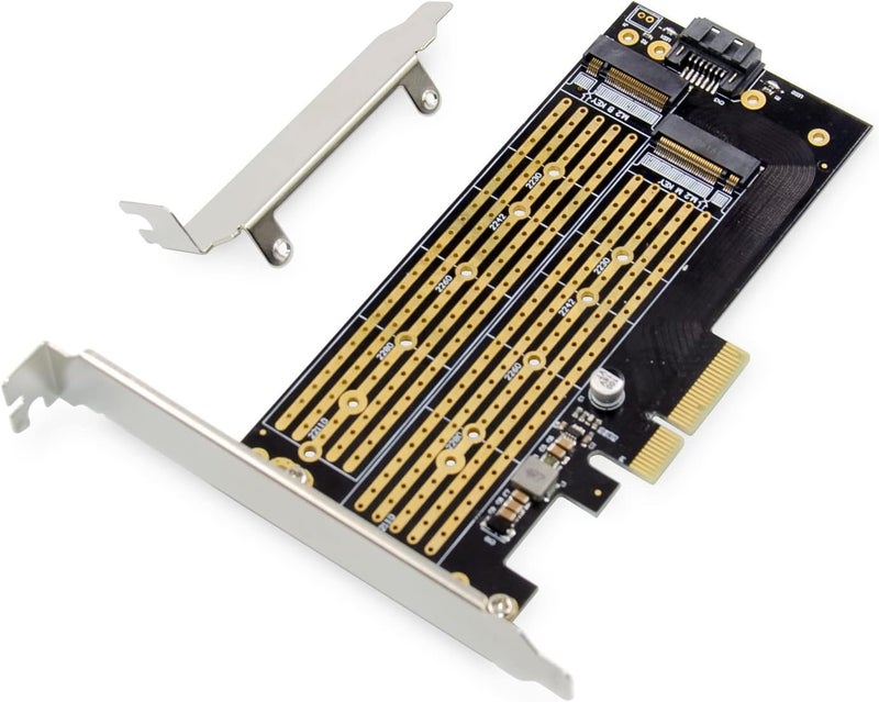 Tobo Dual M.2 PCIE Adapter,M.2 NVME(M-Key) or SATA (B-Key) SSD to PCI Express Adapter with PCI Slot Cover,Support PCIE 4.0 X4/X8/X16 Slot,Support M.2 NVME or SATA SSD TD-1129PC - Image 3