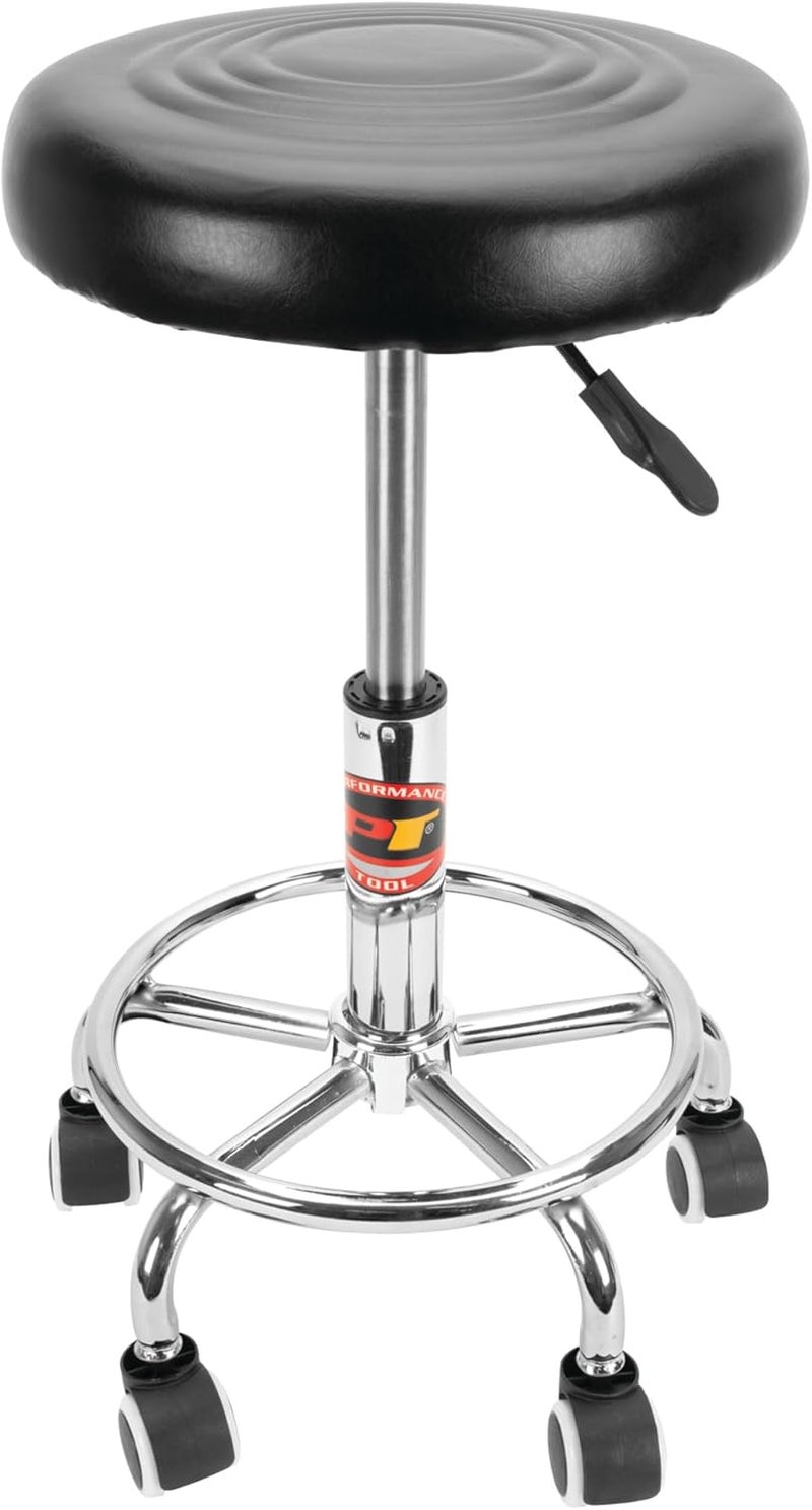 Performance Tool W85027 Adjustable (19 - 24 Inch) Pneumatic Rolling Bar Stool, 250 Lbs Capacity - Image 1