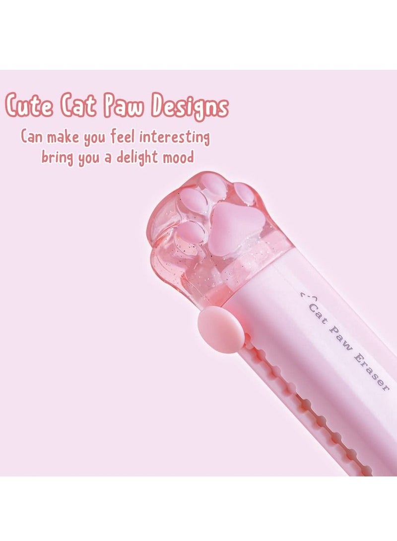 KASTWAVE Retractable Erasers, Cute Rubber for Kids, Cat Paw Shaped Push Pull Rubber Eraser for Students Writing Office School Supplies 4 Pcs - Image 4