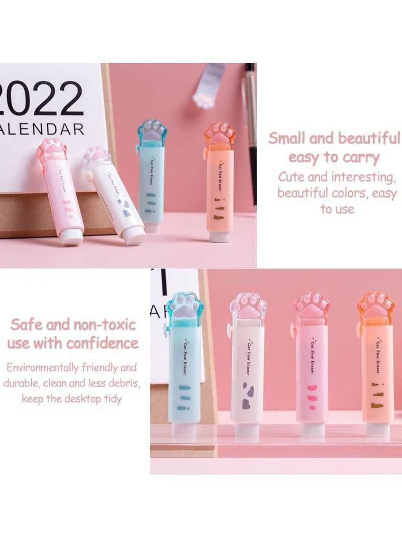 KASTWAVE Retractable Erasers, Cute Rubber for Kids, Cat Paw Shaped Push Pull Rubber Eraser for Students Writing Office School Supplies 4 Pcs - Image 2