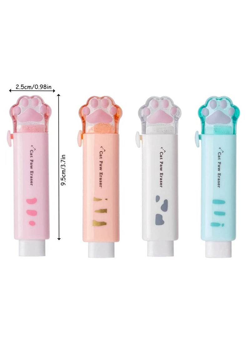 KASTWAVE Retractable Erasers, Cute Rubber for Kids, Cat Paw Shaped Push Pull Rubber Eraser for Students Writing Office School Supplies 4 Pcs - Image 3