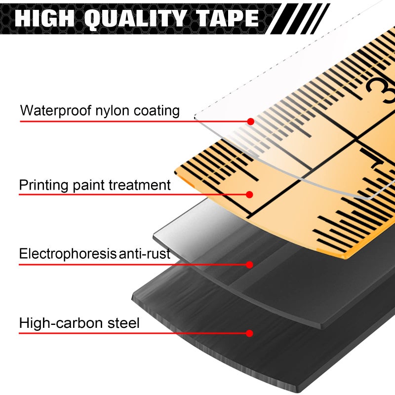 WISEUP Industrial Magnetic Tape Measure with Fractions 1/8 and Metric,Easy to Read,Measuring Tape with Belt Clip for Surveyors,Engineers,Household,Carpentry,Construction (1, 16 FT) (25 FT) - Image 3