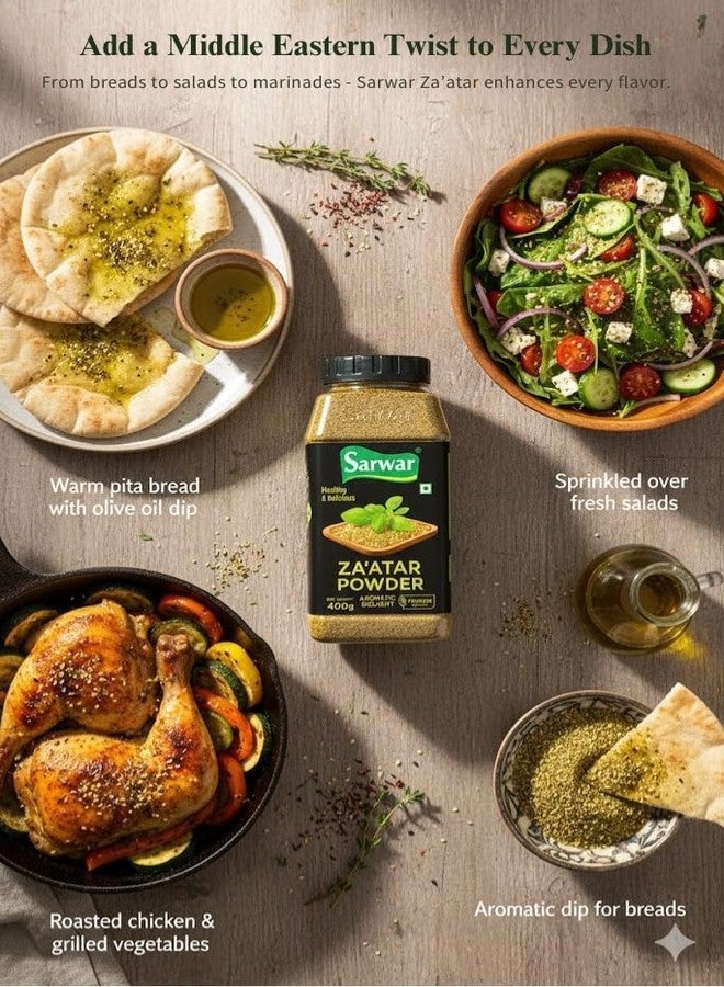 Sarwar Za’atar Powder – 400g Jar | Aromatic Middle Eastern Blend| Middle Eastern spice mix| Authentic (Seasoning) | Herb Mix| For Cooking| Spice Blend - Image 2