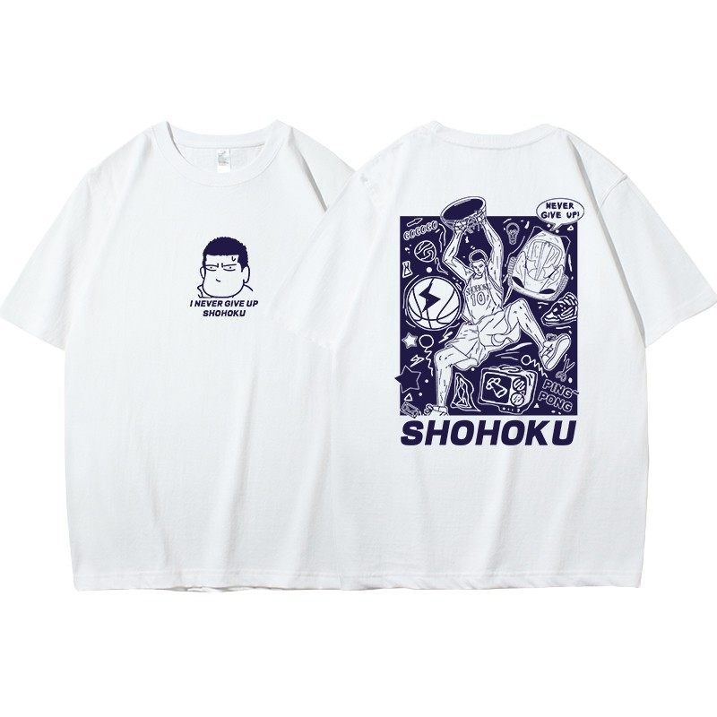 Extra large size 150kg SLAM DUNK pure cotton short-sleeved T-shirt men's fashion brand Internet celebrity same style sports and leisure printed top - Image 1