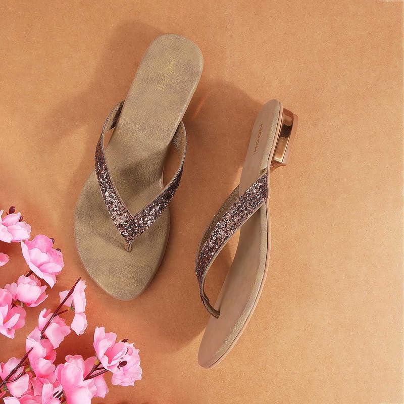 Mochi Womens Synthetic Antic Gold Slippers (Size (3 UK (36 EU)) - Image 2