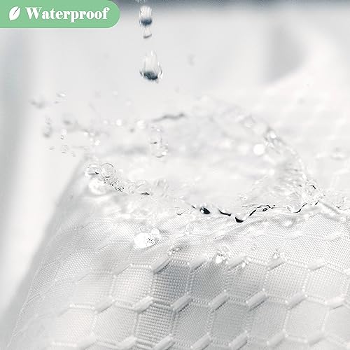 UFRIDAY Waffle Weave Fabric Shower Curtain with Mesh Window, Heavy Duty Decorative Bathroom Curtain with White Pique Pattern, Spa-Like Hotel Luxury, Water-Repellent,72 x 72 Inches - Image 5