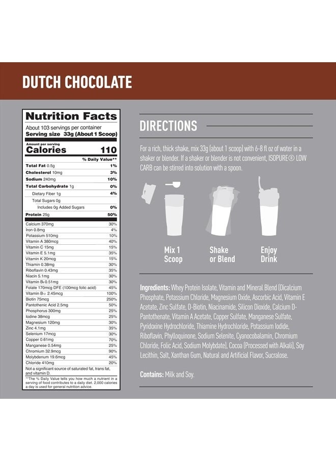 Isopure Protein Powder, Low Carb Whey Isolate, Gluten Free, Lactose Free, 25g Protein, Keto Friendly, Dutch Chocolate, 103 Servings, 7.5 Pound (Packaging May Vary)  - Image 3
