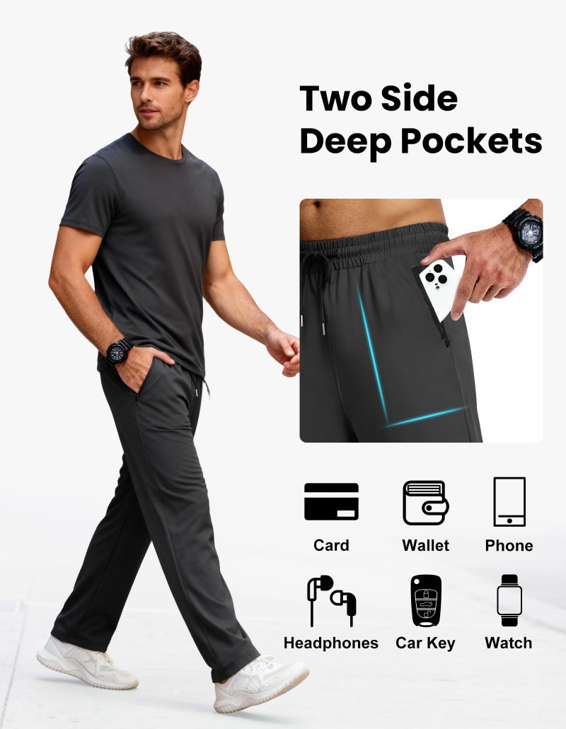 CE' CERDR 3/4 Pack Mens Sweatpants with Zipper Pockets Athletic Workout Jogger Pants for Men Running Jogging Casual Pants - Image 3