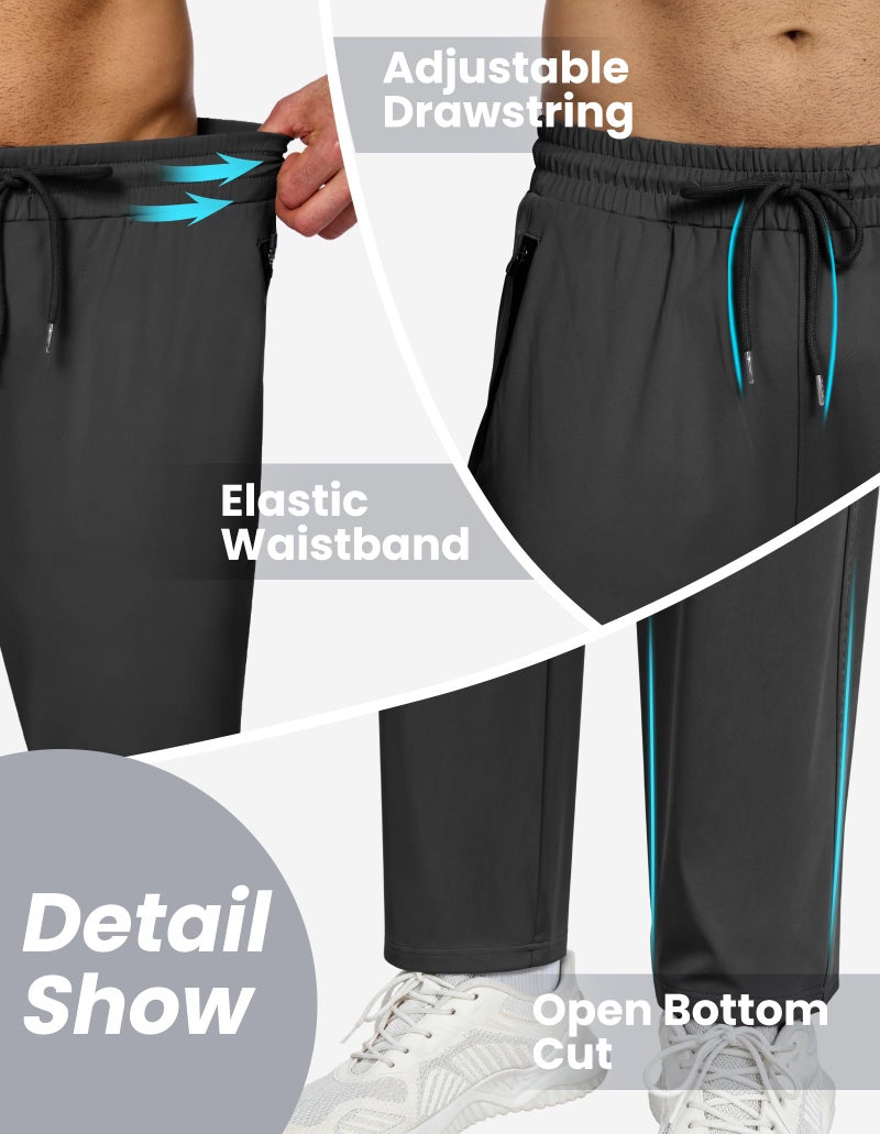 CE' CERDR 3/4 Pack Mens Sweatpants with Zipper Pockets Athletic Workout Jogger Pants for Men Running Jogging Casual Pants - Image 4