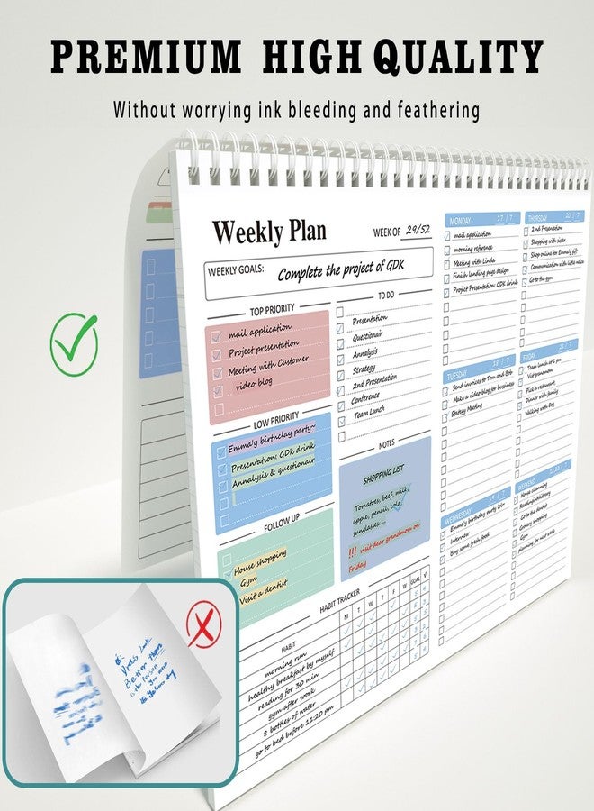 Ymumuda Weekly To Do List Notepad - Daily To Do List Undated 52 - Week Sheets, 8.5x11" Weekly Goal Notebook, Habit Tracker Journal, Excellent for Student School Work Personal Productivity Organizer - Image 2