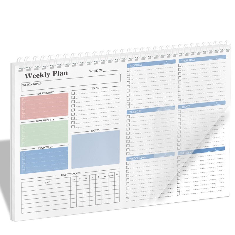 Ymumuda Weekly To Do List Notepad - Daily To Do List Undated 52 - Week Sheets, 8.5x11" Weekly Goal Notebook, Habit Tracker Journal, Excellent for Student School Work Personal Productivity Organizer - Image 1