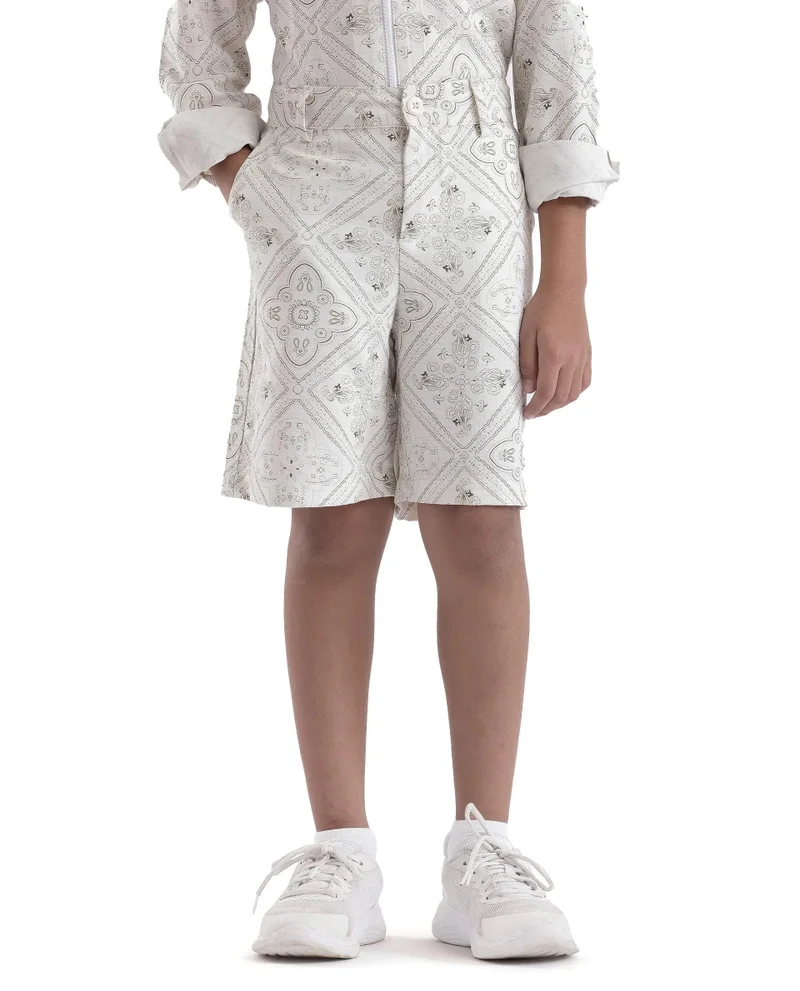 Rare Ones Rare Ones Kids Loui White Viscose Digital Print Short