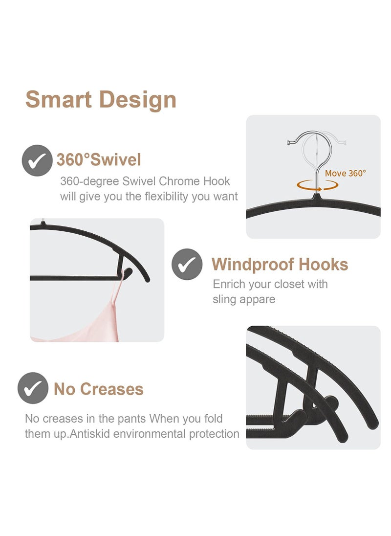 TYCOM Non Slip Hangers Suit Hangers 50 Pack Ultra Thin Space Saving 360 Degree Swivel Hook Clothes Hangers for Coats Jackets Pants Dress Clothe Plastic Curved 50pcs Black.  - Image 2