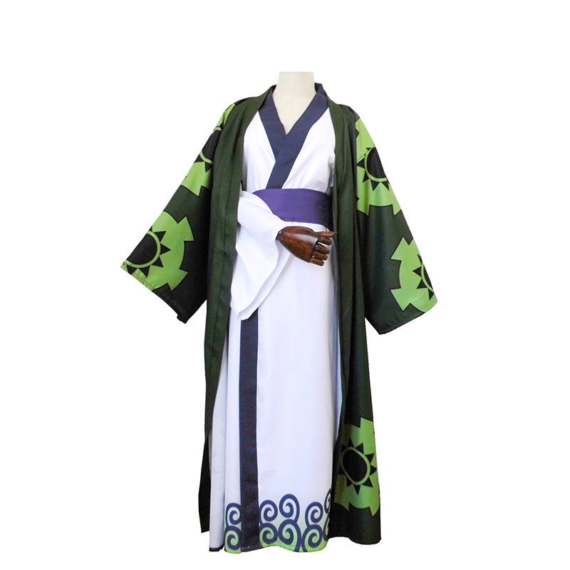 One Piece Wano Cosplay - Luffy Zoro Law Kimono Green Sauron