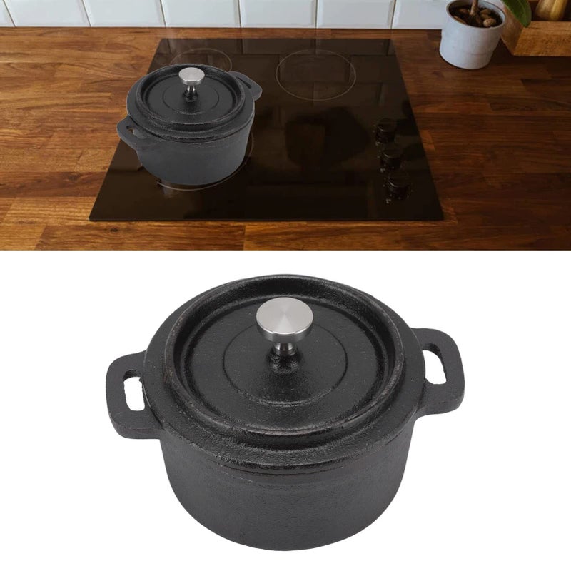 Double Handled Cast Iron Dutch Oven Pot With Lid Non Stick Diameter 10CM - Image 3