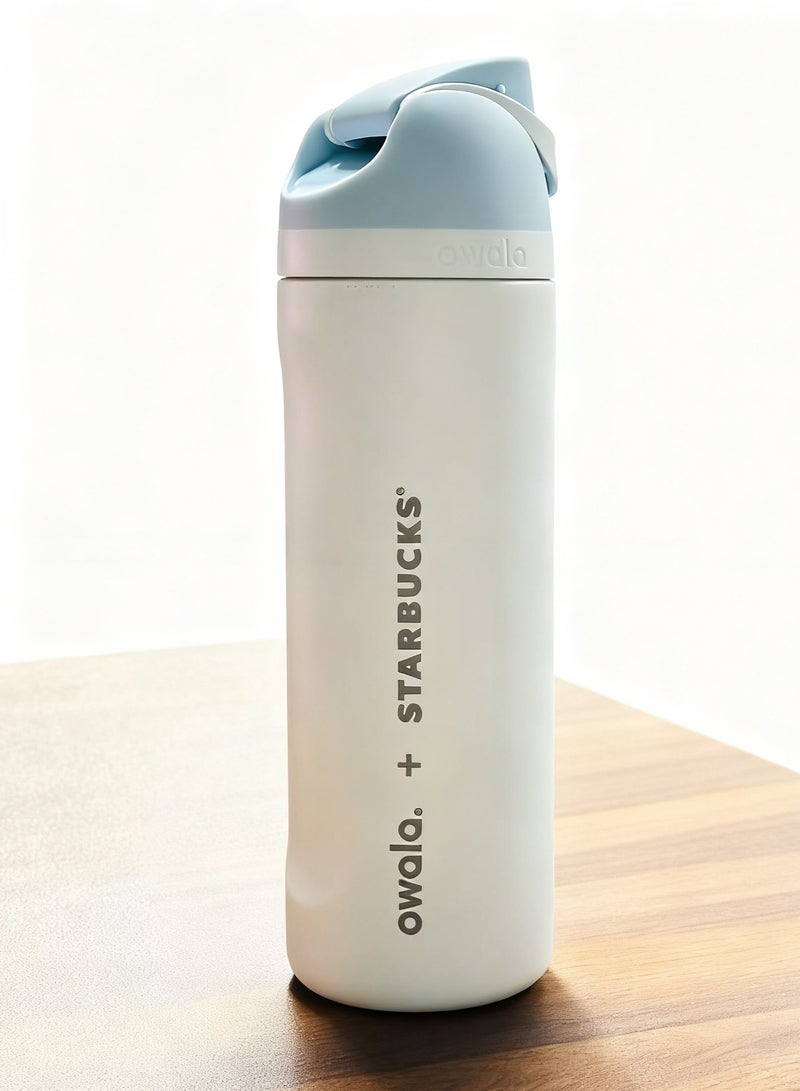 Freesip Insulated Water Bottle - 24hr Cold/12hr Hot, Dual Sip Lid (Blue/White) - Image 1