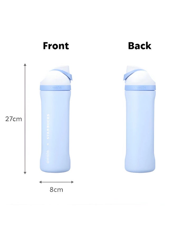 Freesip Insulated Water Bottle - 24hr Cold/12hr Hot, Dual Sip Lid (Blue/White) - Image 3