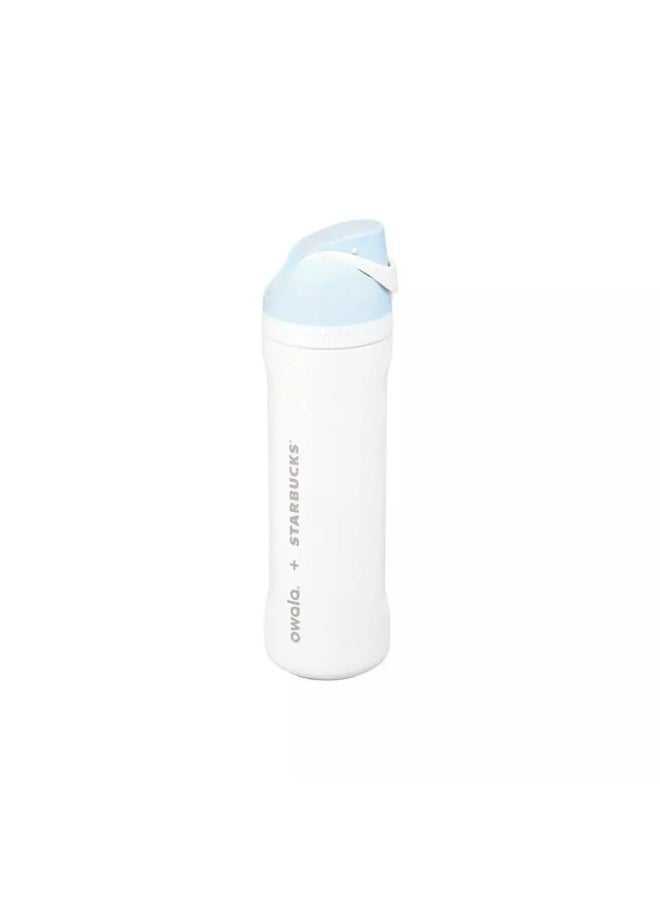 Freesip Insulated Water Bottle - 24hr Cold/12hr Hot, Dual Sip Lid (Blue/White) - Image 4