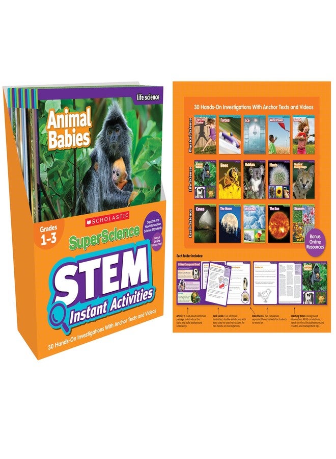 Scholastic SC-809900 Super Science Stem Instant Activities, Grades 1-3, 15 Topics (Pack of 128) - Image 1
