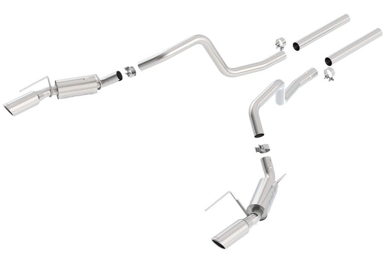 BORLA 140135 Cat-Back Performance Exhaust System for 2005-2009 Ford Mustang GT 4.6LV8 & Shelby GT500 5.4L V8 T-304 Stainless Steel S-Type Dual Split Rear Exit Single 4" Round Chrome Tips Each Side - Image 4