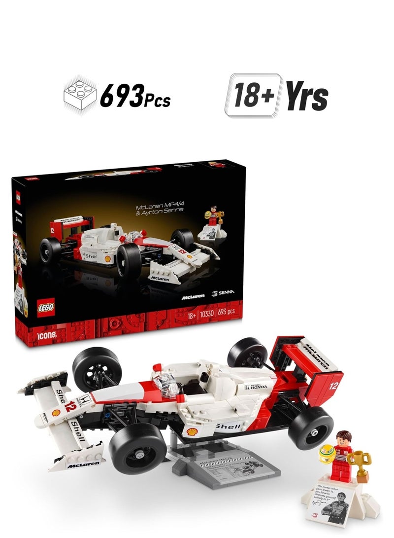 LEGO Icons Mclaren MP4/4 And Ayrton Senna 10330 Building Blocks Toy Car Set (693 Pieces) - Image 1
