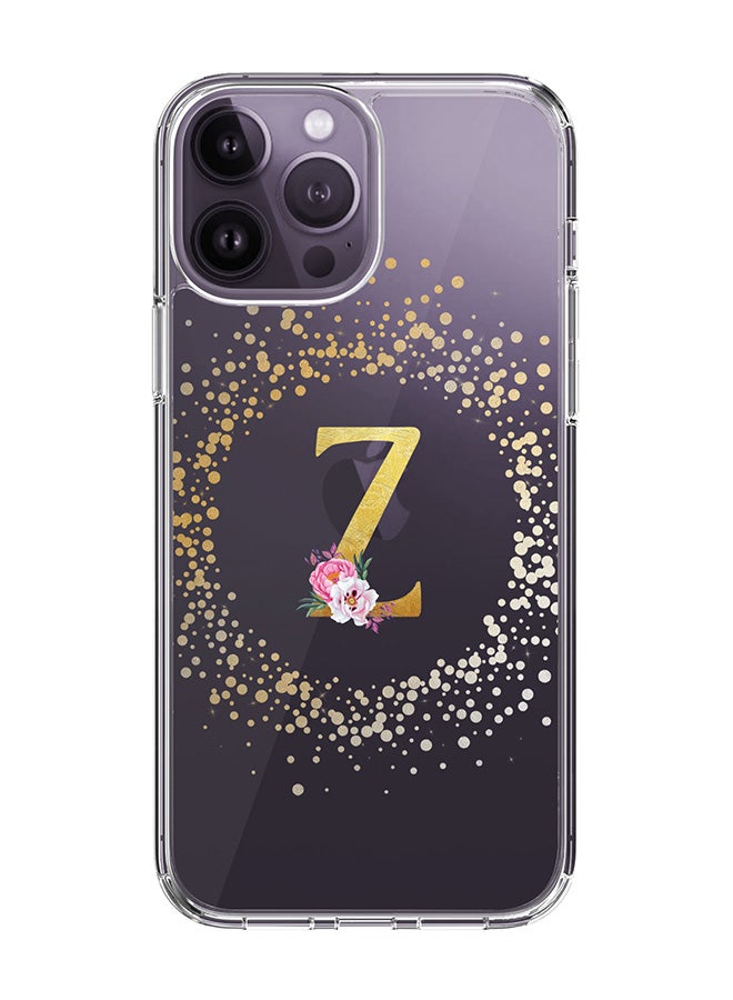 Stylizedd Classic Clear Case For iPhone 14 Pro Max, Hybrid Soft Case Thin Cover- Custom Monogram Initial Letter Floral Pattern Alphabet - Z(Transparent) - Image 1