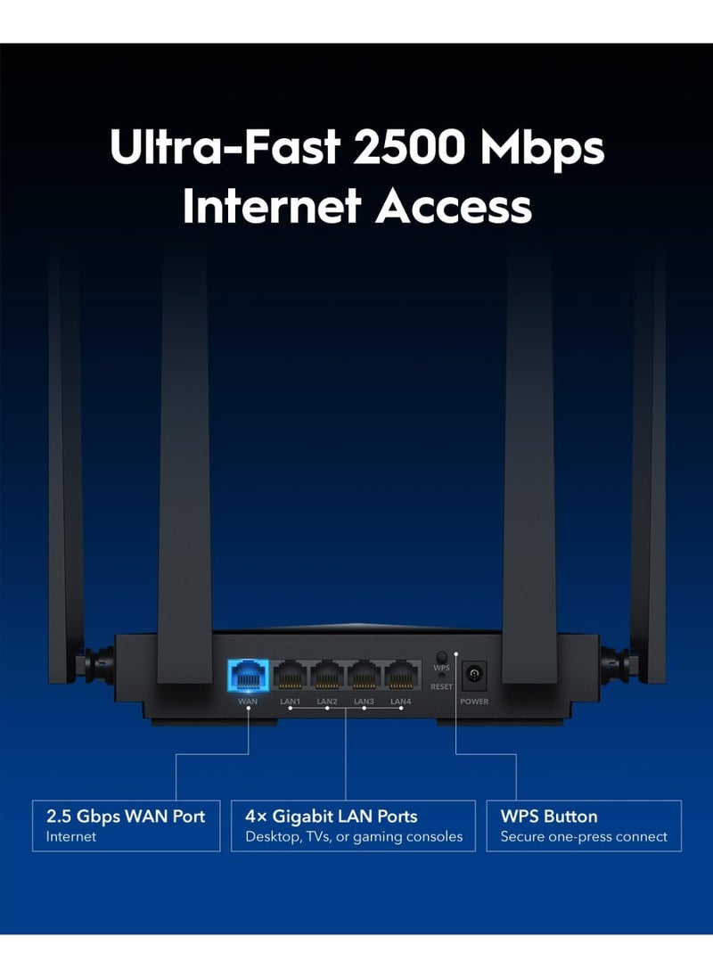 cudy BE3600 Dual-Band Wi-Fi 7 Router, Lightning-Fast Speeds, 2.5G Multi-Gig Connectivity, Far-Reaching Coverage, Smooth and Stable, WR3600H  - Image 3