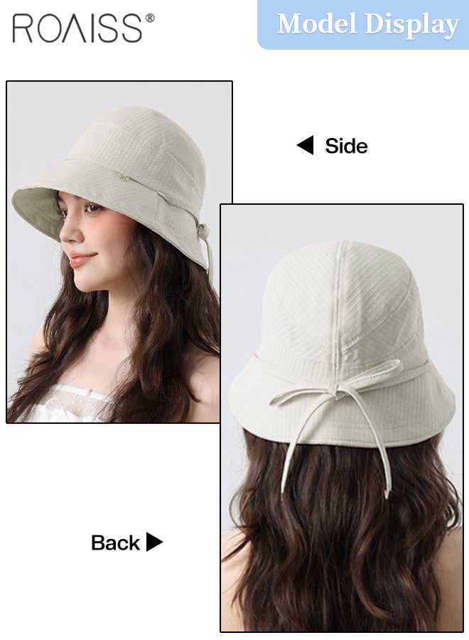رويس قبعة دلو واسعة الحواف للنساء، خفيفة الوزن وجيدة التهوية، قبعة خارجية واقية من الشمس بحبل سميك مقاوم للرياح، مناسبة لركوب الدراجات والمشي لمسافات طويلة والتخييم للسيدات - Image 5