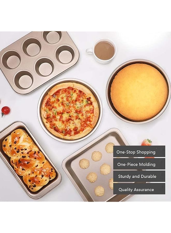 PROMASS Bakeware Set, Nonstick Bakeware for Oven, Carbon Steel Baking Pans (Color: Gold) - Image 2